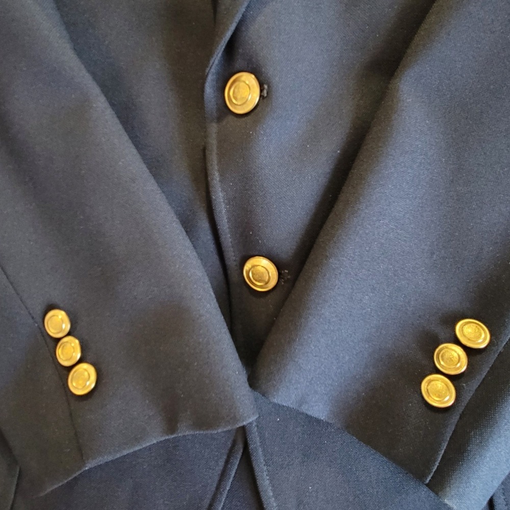 Perma-Prest Blazer Jacket Mens 46R Navy Gold Button Dacron Polyester Vintage - Picture 5 of 16